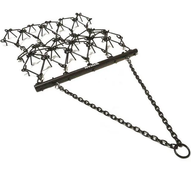 Alt view image 5 of 6 - Heavy Duty Drag Harrow 4 FT x 4 FT Leveling Grading Steel Mesh, 3/8in Tines, Tow Behind Agricultural-Style Drag