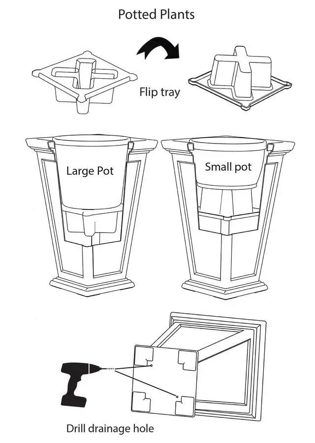 Alt view image 6 of 6 - Casablanca Self-Watering Planter (2-Pack) Set of 2 Large Planters for Porch, Patio, Outdoor/Indoor (MOD-CP3000-BLK-2) Black (24-inch Tall)