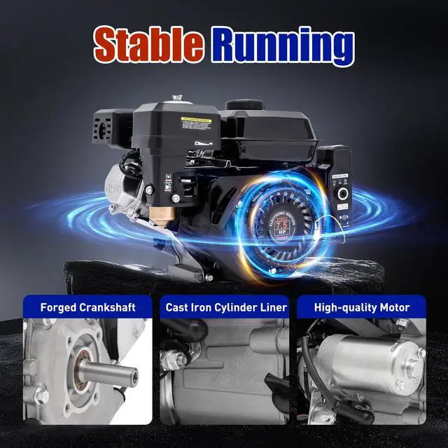 Alt view image 2 of 6 - 7.5HP 212CC Gas Engine with Electric Start, Horizontal Shaft 20mm 4-Stroke OHV Motor for Go Kart Lawn Mower Compressor Pump Generator Gas Powered
