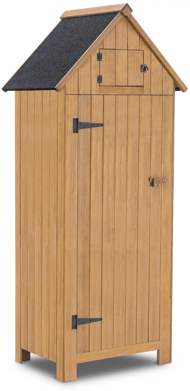 Main image of Outdoor Storage Cabinet with Shelves, Wooden Outside Storage Shed with Floor, Garden Tool Shed for Patio Yard Lawn, 0770 (Natural)