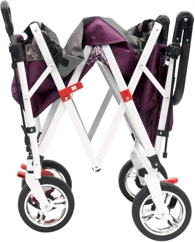 Alt view image 2 of 6 - Creative Outdoor Push Pull Stroller Wagon for Kids, 150lbs Weight Capacity, All-Terrain Collapsible Folding Cart with Canopy for Cargo, Beach, Park, Garden, Camping & Tailgate