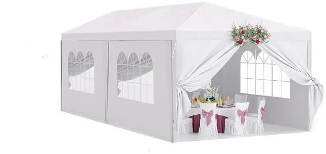 Main image of 10'x20' Outdoor Party Tent Patio Heavy Duty Gazebo Wedding Canopy Tent Camping Event BBQ with Removable Sidewalls, Sturdy Steel Frame, Waterproof Shelter, Windows (10'x20')