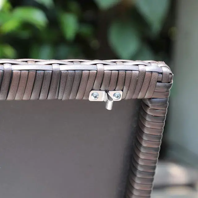 Alt view image 3 of 6 - Outdoor Wicker Storage Box Patio Aluminum Frame Espresso Brown Wicker Cushion Storage Bin Deck Box, 120 Gallon