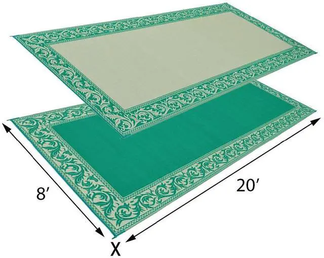 Alt view image 2 of 5 - Ming's Mark RC4 Reversible Classical Patio Mat - 8' x 20', Green/Beige