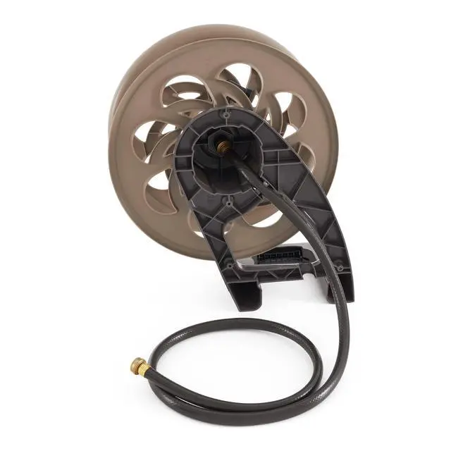Alt view image 2 of 6 - 2 Pack CPLSTA125B 125' Wall-Mounted Side Tracker Garden Hose Reel for 5/8" Hose with Guide for Patio or Garden, Dark Taupe