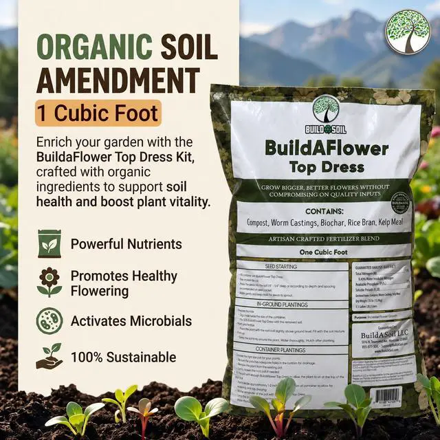 Alt view image 2 of 6 - BuildASoil Build-A-Flower - Organic Top Soil Amendment Top Dress Kit for Flowering Plants | Compost, Phosphorus & Potassium | 1 Cubic Foot Bag of Soil