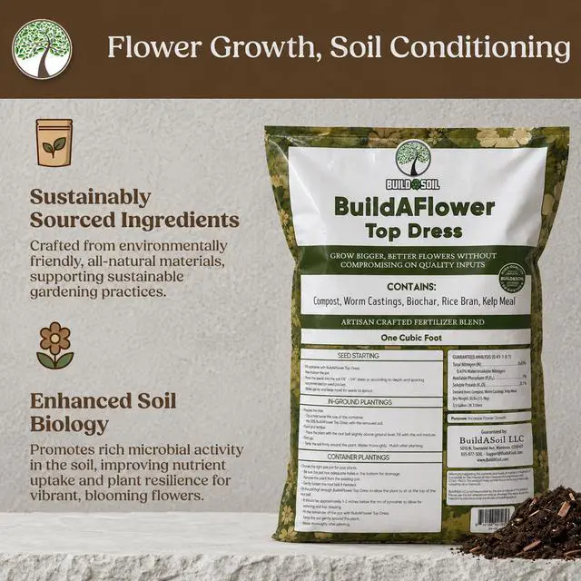 Alt view image 4 of 6 - BuildASoil Build-A-Flower - Organic Top Soil Amendment Top Dress Kit for Flowering Plants | Compost, Phosphorus & Potassium | 1 Cubic Foot Bag of Soil