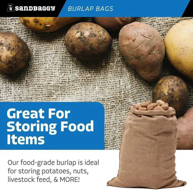 Alt view image 5 of 6 - Burlap Bags for Vegetables & Gardening, 22" X 36"- Burlap Sacks Perfect for Kids - Plant Covers - Holds Up to 50lbs - Food Grade (Pack of 10)