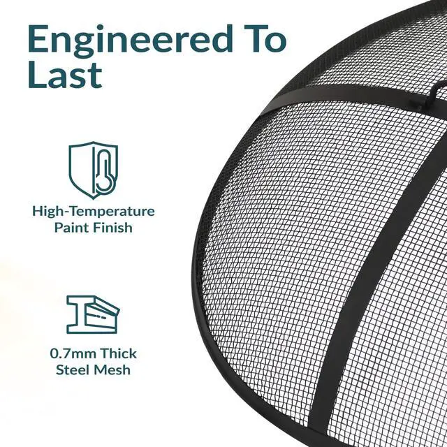 Alt view image 3 of 6 - Sunnydaze Heavy-Duty Steel Mesh Fire Pit Screen - Fire Pit Spark Screen with Handle - 22-Inch Diameter