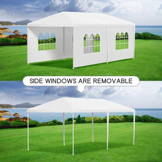 Alt view image 3 of 6 - Party Tent 10'x20' Outdoor Canopy Party Wedding Tent Garden Gazebo Pavilion Cater Events -4 Removable Sidewalls,White