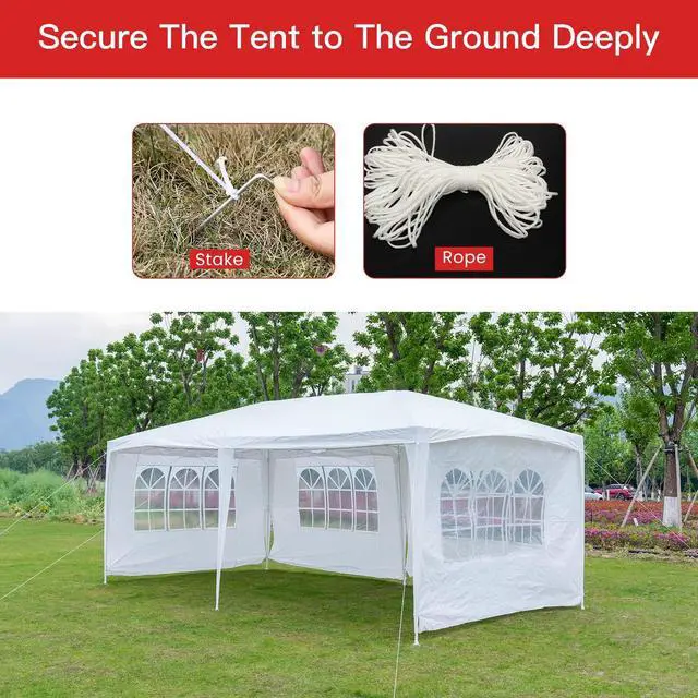 Alt view image 4 of 6 - Party Tent 10'x20' Outdoor Canopy Party Wedding Tent Garden Gazebo Pavilion Cater Events -4 Removable Sidewalls,White