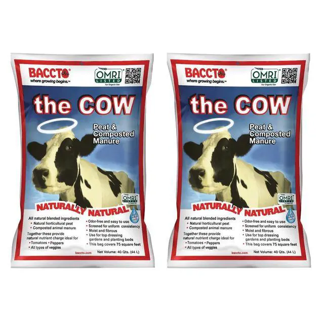Main image of Michigan Peat 1640 Wholly Cow Horticultural Compost and Manure for Soil Amendment, Lawn Care, & Garden Beds, 40 Quart Bag (2 Pack)