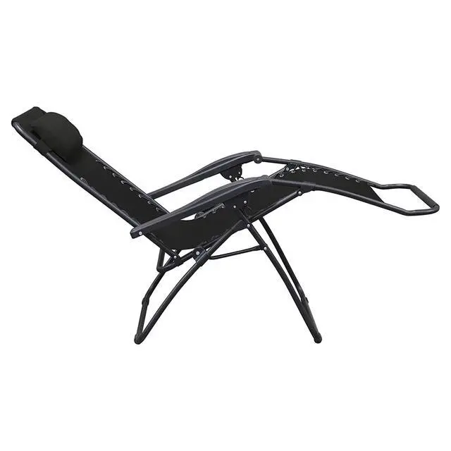 Alt view image 6 of 6 - Sports Zero Gravity Outdoor Portable Folding Camping Lawn Deck Patio Pool Recliner Lounge Chair for Adults, Adjustable Headrest, Black
