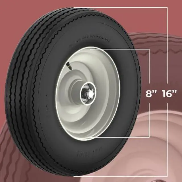 Alt view image 2 of 5 - 1" Bearing Log Splitter Wheel with Tire 4.8" wide X 8" diameter