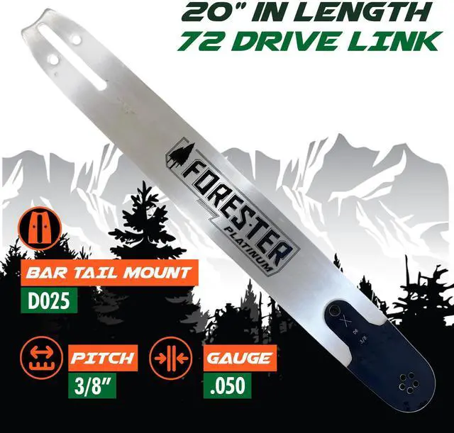 Alt view image 3 of 6 - 20 Platinum Replacement Chainsaw Guide Bar - 20in Length, 3/8 Pitch,.050 Gauge, D025 Mount, 72 Drive Link Replacement Chainsaw Bars For Stihl