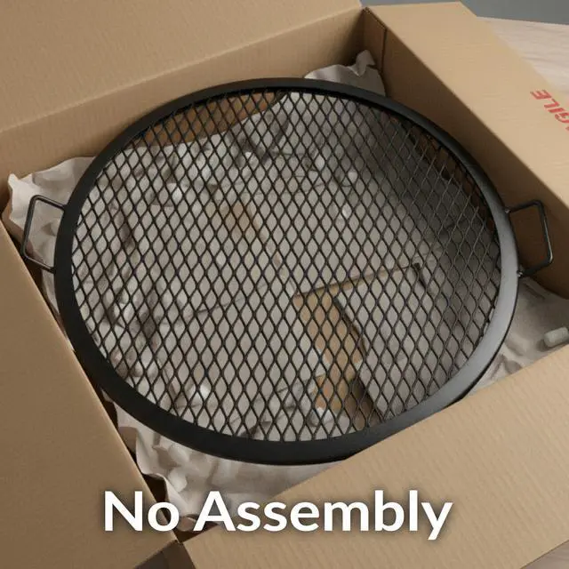 Alt view image 6 of 6 - Sunnydaze X-Marks Outdoor Fire Pit Grill Grate for Cooking - Round Fire Pit Grate - Steel Campfire BBQ Grill with Handles - 24-Inch