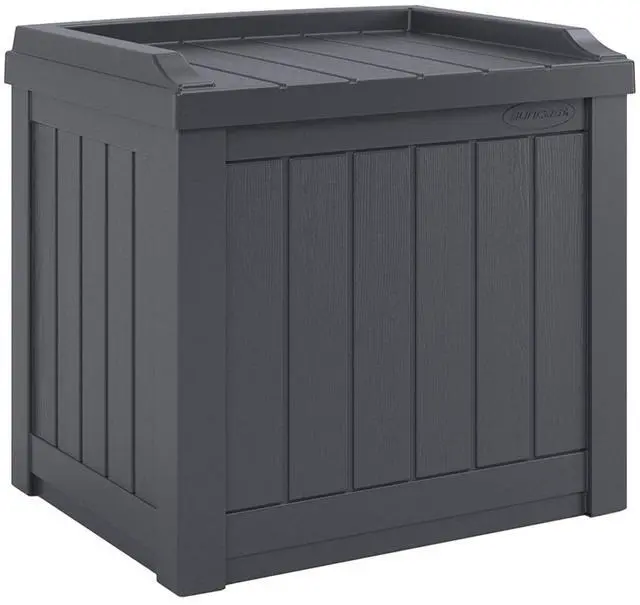 Main image of Small Deck Box Storage w/ Bench Seat for Indoor & Outdoor Use, 22 Gal., Cyberspace