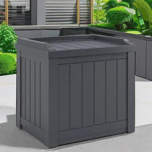 Alt view image 5 of 6 - Small Deck Box Storage w/ Bench Seat for Indoor & Outdoor Use, 22 Gal., Cyberspace