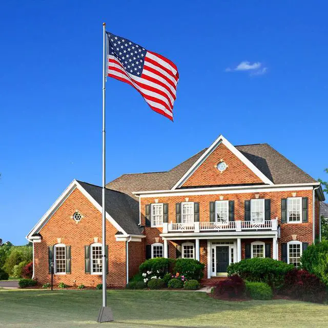 Alt view image 2 of 6 - 20ft Telescopic Flag Pole Kit with 3'x5' US American Flag & Ball Top Sleeve Set Aluminum Telescoping Flagpole Fly 2 Flags for Outdoor Tailgate Camper RV Tire Mount Inground Outside House