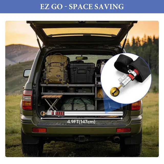 Alt view image 5 of 6 - 20ft Telescopic Flag Pole Kit with 3'x5' US American Flag & Ball Top Sleeve Set Aluminum Telescoping Flagpole Fly 2 Flags for Outdoor Tailgate Camper RV Tire Mount Inground Outside House