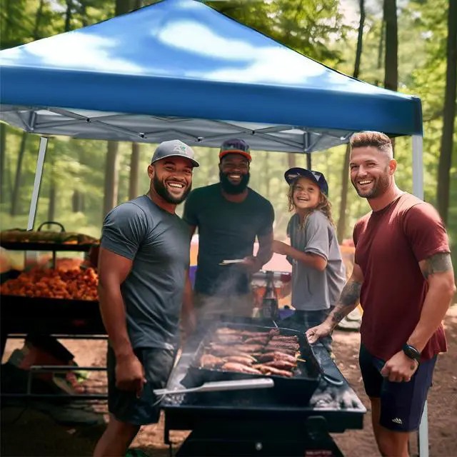 Alt view image 2 of 6 - Pop-up Canopy 10x10 Patio Tent Instant Gazebo Canopy with Wheeled Bag, Portable Lightweight Folding w/Adjustable Height,Blue