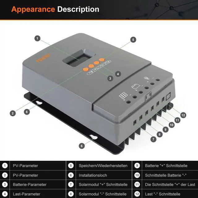 Alt view image 4 of 6 - MPPT Solar Charge Controller 60AMP, for 12V/24V/36V/48V Auto, MAX 160V 2800W Input, 150V w/LCD Display, for Lead-Acid Lithium Battery Parallel Version