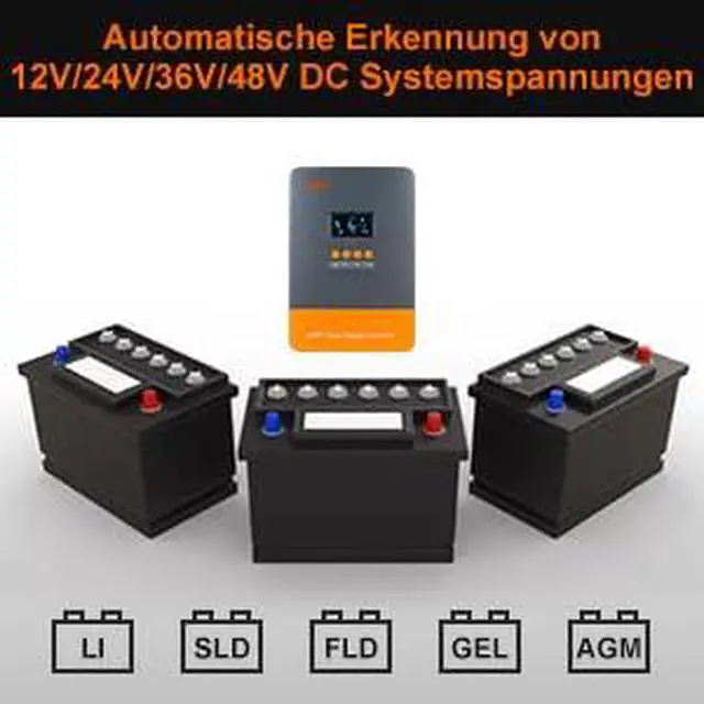 Alt view image 6 of 6 - MPPT Solar Charge Controller 60AMP, for 12V/24V/36V/48V Auto, MAX 160V 2800W Input, 150V w/LCD Display, for Lead-Acid Lithium Battery Parallel Version
