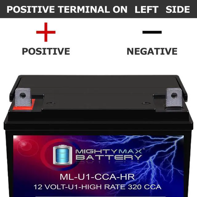 Alt view image 5 of 6 - ML-U1-CCAHR 12V 320CCA Battery for JohnDeere X320 300CCA Lawn Mower