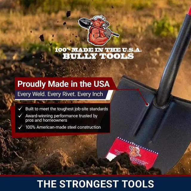 Alt view image 2 of 6 - 12-Gauge Round Point Gardening Shovel | Heavy Duty Fiberglass Long Handle | Spade Shovels for Digging, Trenching and Planting | Steel Body Gardening Hand Tools, 100% Made in USA