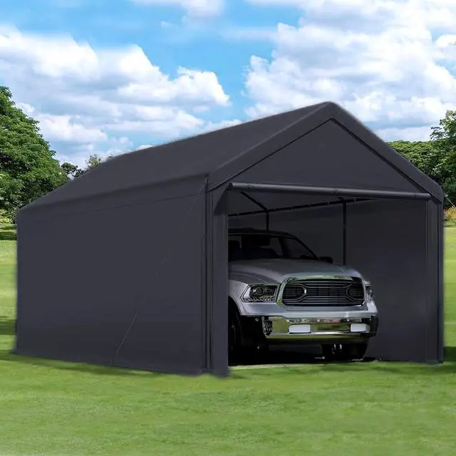 Alt view image 4 of 6 - Canopy Car Tent Sidewalls for Carport, Garage & Shed, Domain, 10 x 20 Ft, Black (Roof and Canopy Not Included) - Portable Vehicle and Motorcycle Shelter - Large Outdoor Storage