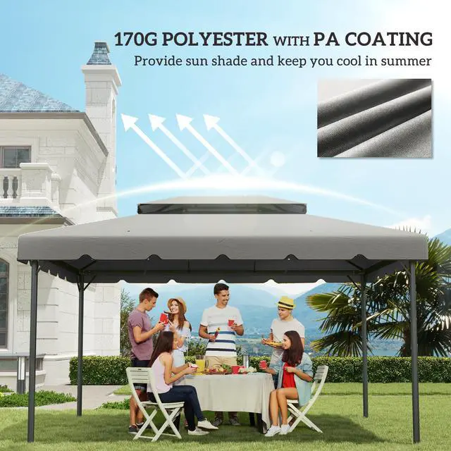 Alt view image 6 of 6 - 13' x 10' Gazebo Replacement Canopy, Gazebo Top Cover with Double Vented Roof for 12.8' x 9.5' Frame for Garden Patio Outdoor (TOP ONLY), Light Gray