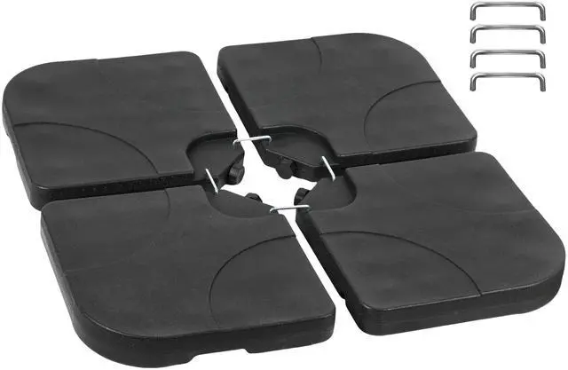 Main image of 4pcs 176lb Capacity Cantilever Offset Patio Umbrella Base Plate with U Locking for Water or Sand, Black