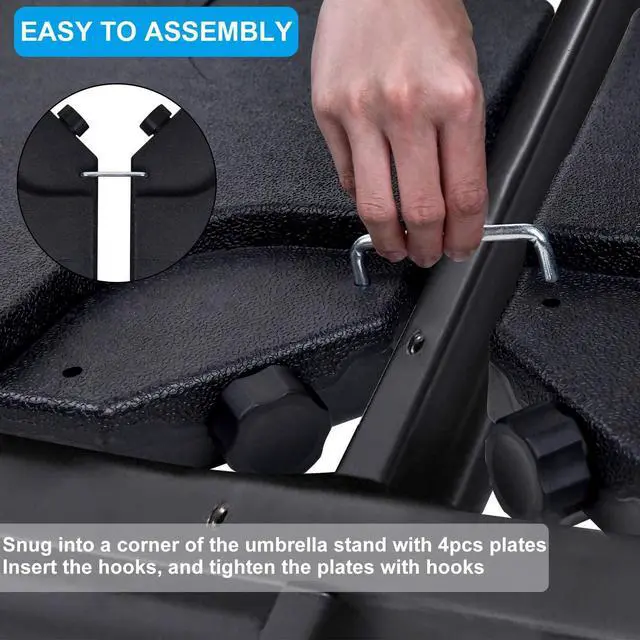 Alt view image 5 of 6 - 4pcs 176lb Capacity Cantilever Offset Patio Umbrella Base Plate with U Locking for Water or Sand, Black