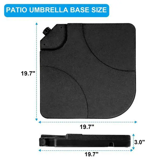 Alt view image 6 of 6 - 4pcs 176lb Capacity Cantilever Offset Patio Umbrella Base Plate with U Locking for Water or Sand, Black