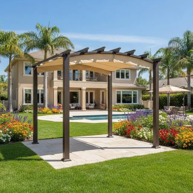 Alt view image 2 of 6 - Durable 350 Replacement Canopy Top Compatible with Arched 9' x 9' Pergola Model GFM00469A - Beige