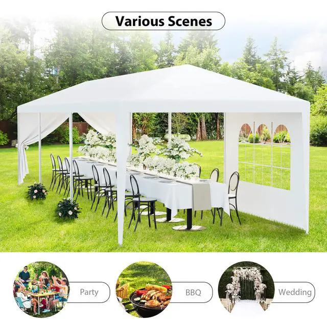 Alt view image 6 of 6 - 10x30 Party Tent Outdoor Wedding Camping Canopy Heavy Duty Gazebo with Removable Sidewalls, Waterproof Shade Shelter for Backyard, Garden, Patio