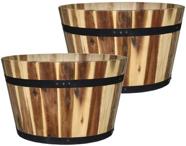 Main image of 16" Whiskey Barrel Planter, Acacia