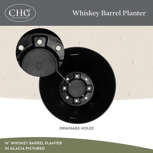 Alt view image 3 of 6 - 16" Whiskey Barrel Planter, Acacia