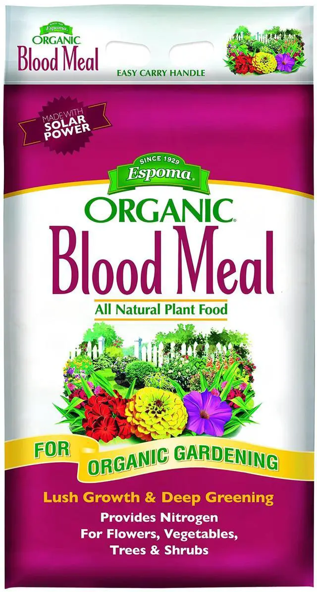 Main image of Organic Blood Meal Fertilizer 12-0-0. All-Natural Plant Food Source of Nitrogen for Organic Gardening. for Flowers, Vegetables, Trees & Shrubs. 17 lb Bag