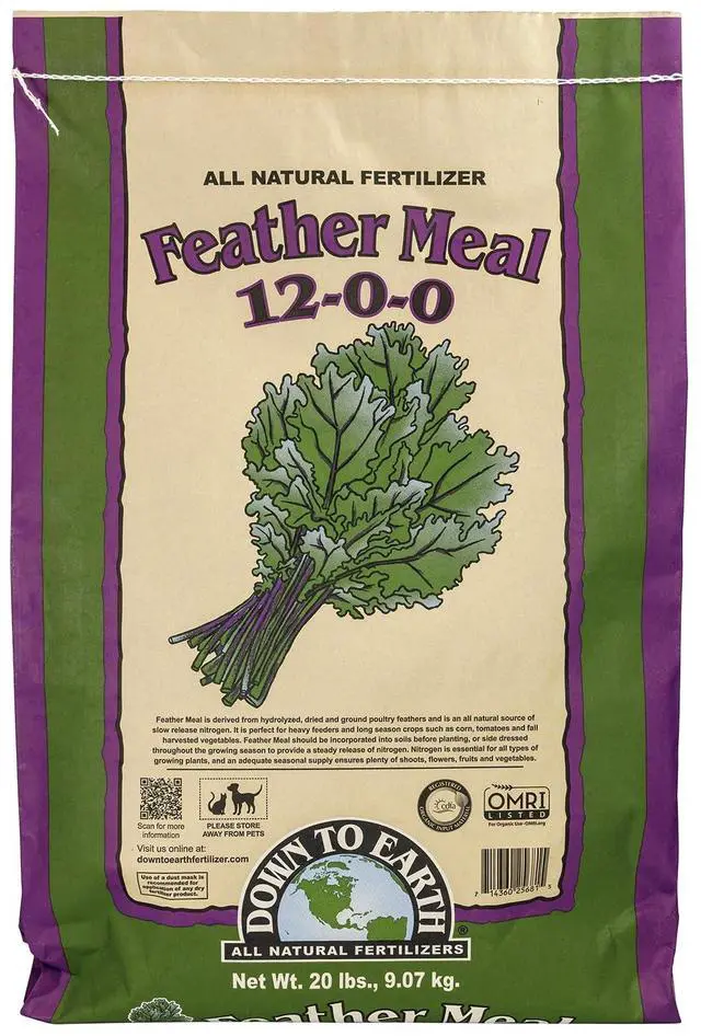 Main image of Organic Feather Meal - Slow Release Nitrogen Plant Food for Green Growth 12-0-0, 20 lb