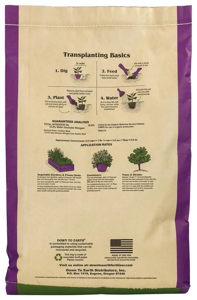Alt view image 2 of 6 - Organic Feather Meal - Slow Release Nitrogen Plant Food for Green Growth 12-0-0, 20 lb
