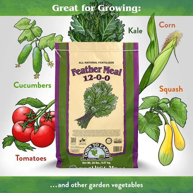 Alt view image 3 of 6 - Organic Feather Meal - Slow Release Nitrogen Plant Food for Green Growth 12-0-0, 20 lb