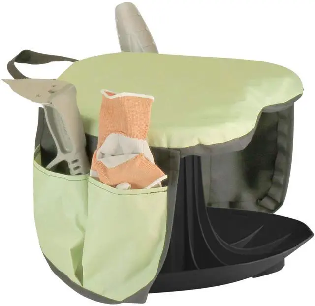Alt view image 3 of 6 - Vertex Premium Garden Rocker with Cushion, Cover and Pockets | Gardeners Work Seat Stool for Weeding Planting Tool | Made in USA | Model GB1227