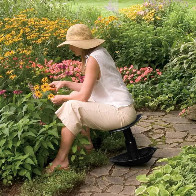 Alt view image 4 of 6 - Vertex Premium Garden Rocker with Cushion, Cover and Pockets | Gardeners Work Seat Stool for Weeding Planting Tool | Made in USA | Model GB1227