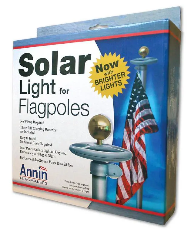 Alt view image 3 of 5 - Solar Powered Outdoor Flagpole with LED Light, 9 Inch (Model 2472)