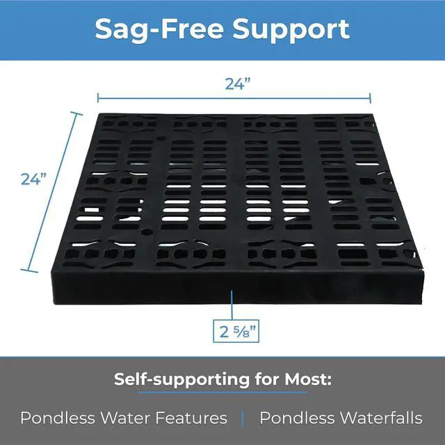 Alt view image 4 of 6 - 24 Inch x 24 Inch Heavy Duty Fountain Basin Grate - for Pond and Water Garden Features and More - Hides Reservoirs - Holds Bubblers, Rocks, Other Decorations - Will Not Rust - Black - Can Be Cut