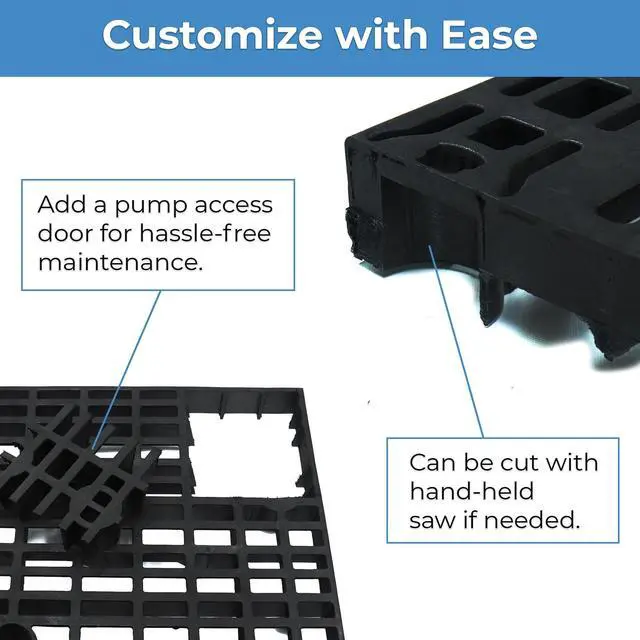 Alt view image 5 of 6 - 24 Inch x 24 Inch Heavy Duty Fountain Basin Grate - for Pond and Water Garden Features and More - Hides Reservoirs - Holds Bubblers, Rocks, Other Decorations - Will Not Rust - Black - Can Be Cut