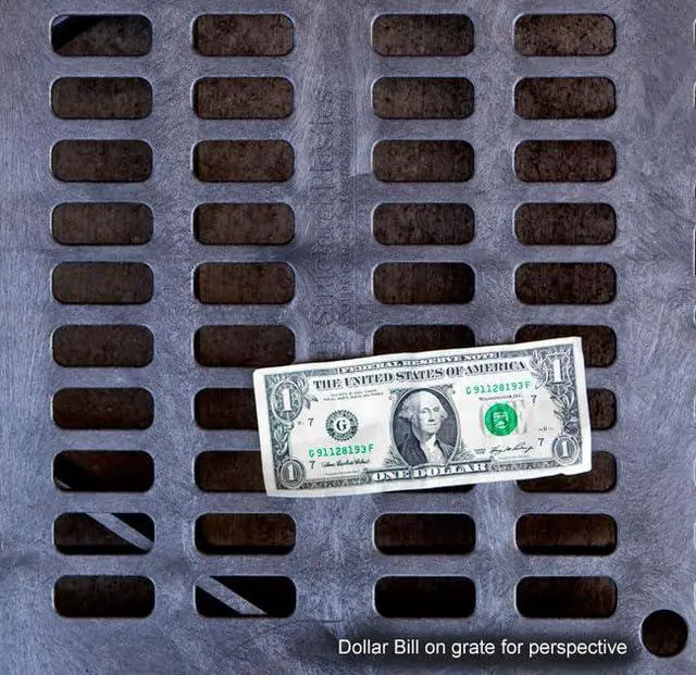 Alt view image 6 of 6 - 24 Inch x 24 Inch Heavy Duty Fountain Basin Grate - for Pond and Water Garden Features and More - Hides Reservoirs - Holds Bubblers, Rocks, Other Decorations - Will Not Rust - Black - Can Be Cut