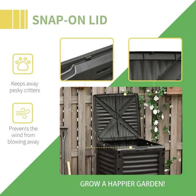 Alt view image 6 of 6 - Garden Compost Bin 80 Gallon Outdoor Large Capacity Composter Fast Create Fertile Soil Aerating Box, Easy Assembly, Yellow