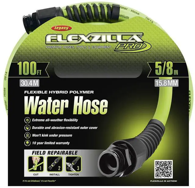 Alt view image 2 of 4 - Flexzilla HFZWP5100 Pro Water Hose with Reusable Fittings 100 Feet | All Weather Flexibility | Leak Free Connections | Won't Kink Under Pressure | Lightweight